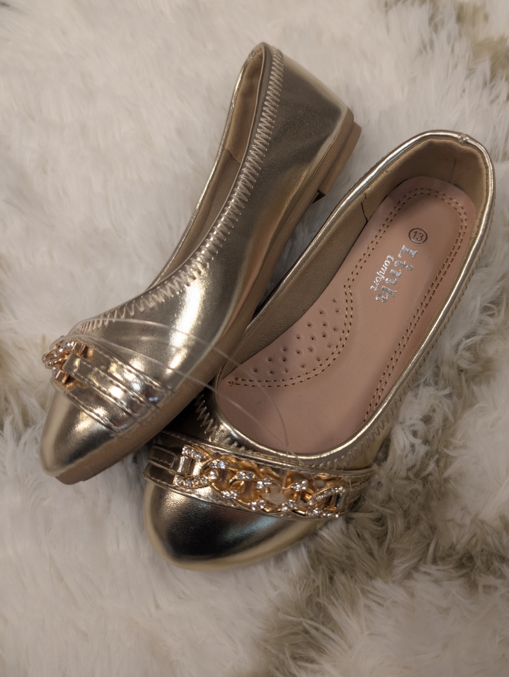 ❤️5/$25 Link Brand Gold Toddler Dress Flats Size 13T | Chain Detail Girls Shoes